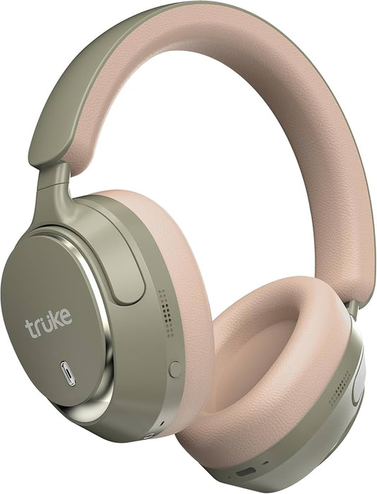 truke New Launch Aura Bass V2 Over The Ear Headphone with 50H of Playtime, 40mm Titanium Drivers, Dual Pairing Headset, 40ms Ultra Low Latency, ENC, Premium Design & Comfort - Forest Green