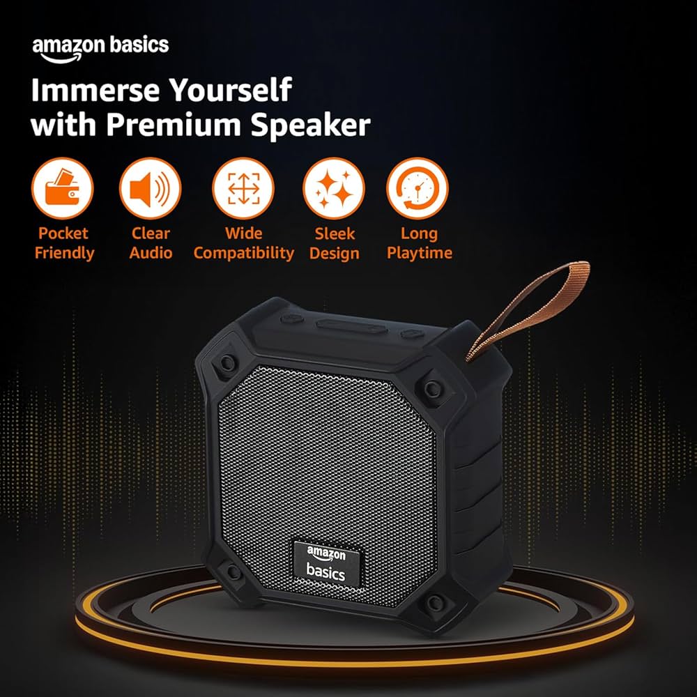 Amazon basics amazon basics Visit the store 4.0 4.0 out of 5 stars (5,837) amazon basics 5W Bluetooth 5.3 Speaker, Upto 36 Hrs Playtime, True Wireless Technology, Built in Mic, Multiple Connectivity Modes (Black)