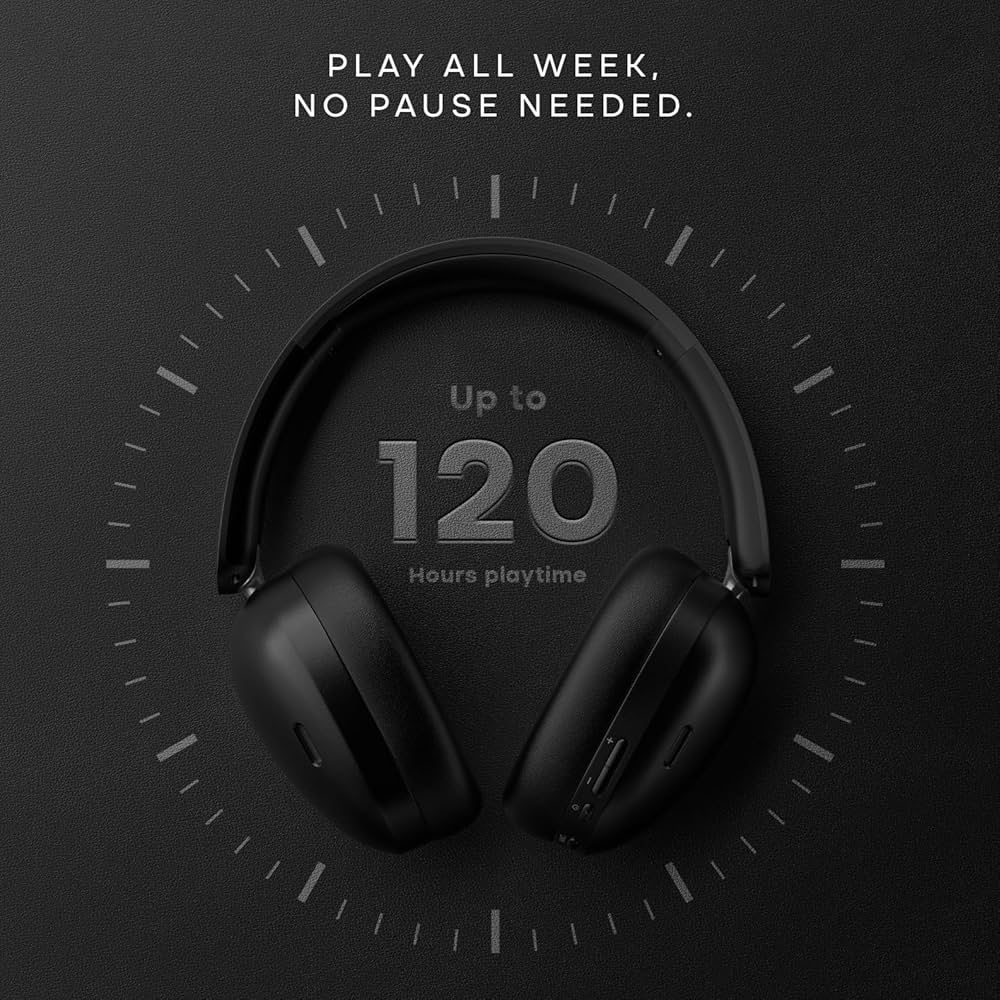 Noise Newly Launched Airwave Max XR Wireless Over-Ear Headphones with 120H Playtime, ANC, HFA Tech, Spatial Audio, Dual Pairing,BT V6.0(Pearl Beige)
